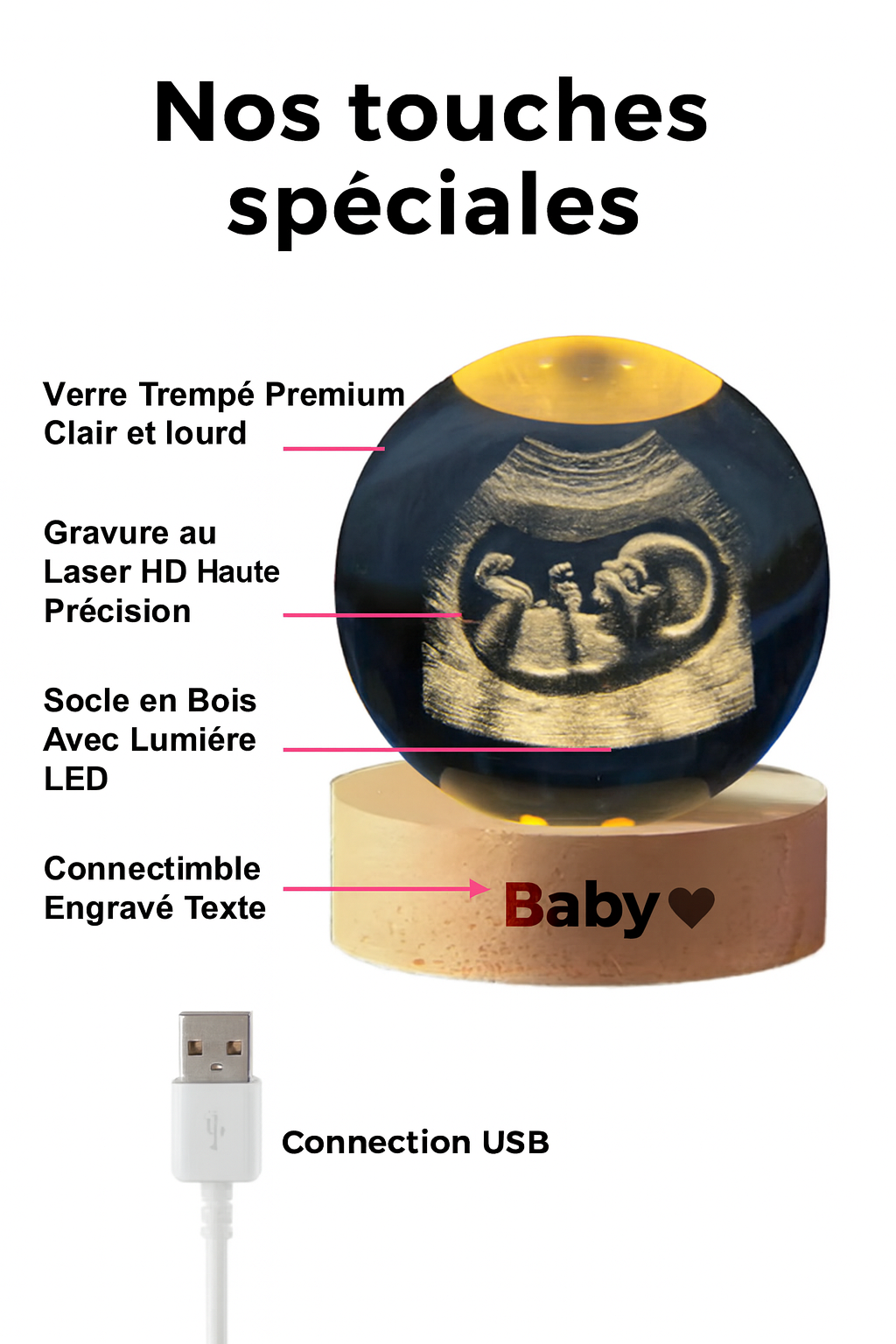 Souvenir&Love™
Sphère en cristal avec gravure personnalisée