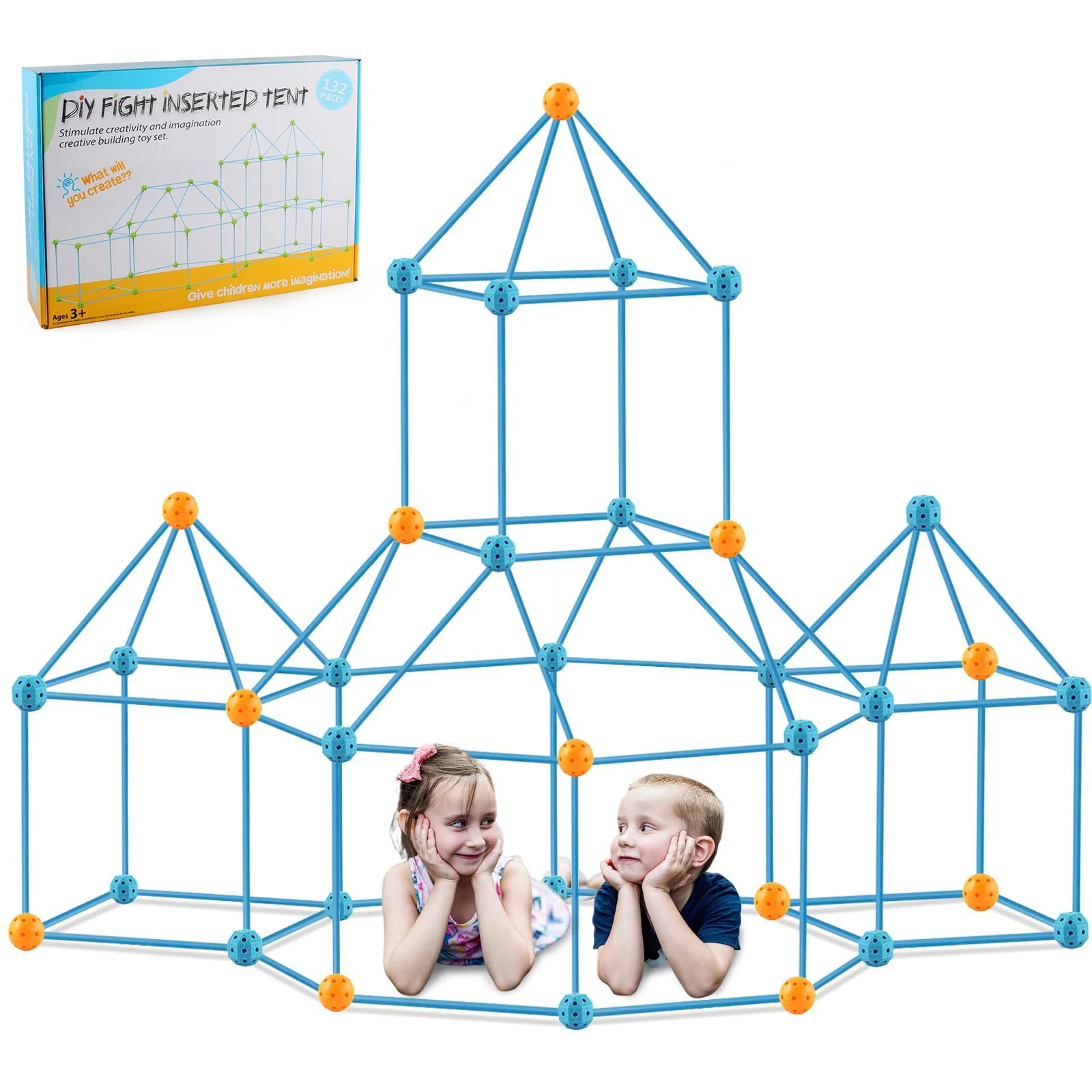 Building Kit Blocks Construction Fortress Kids Forts Child Game Tents Fort Build Kid DIY 3D Assemble Den Tent Toy Gift for Kids